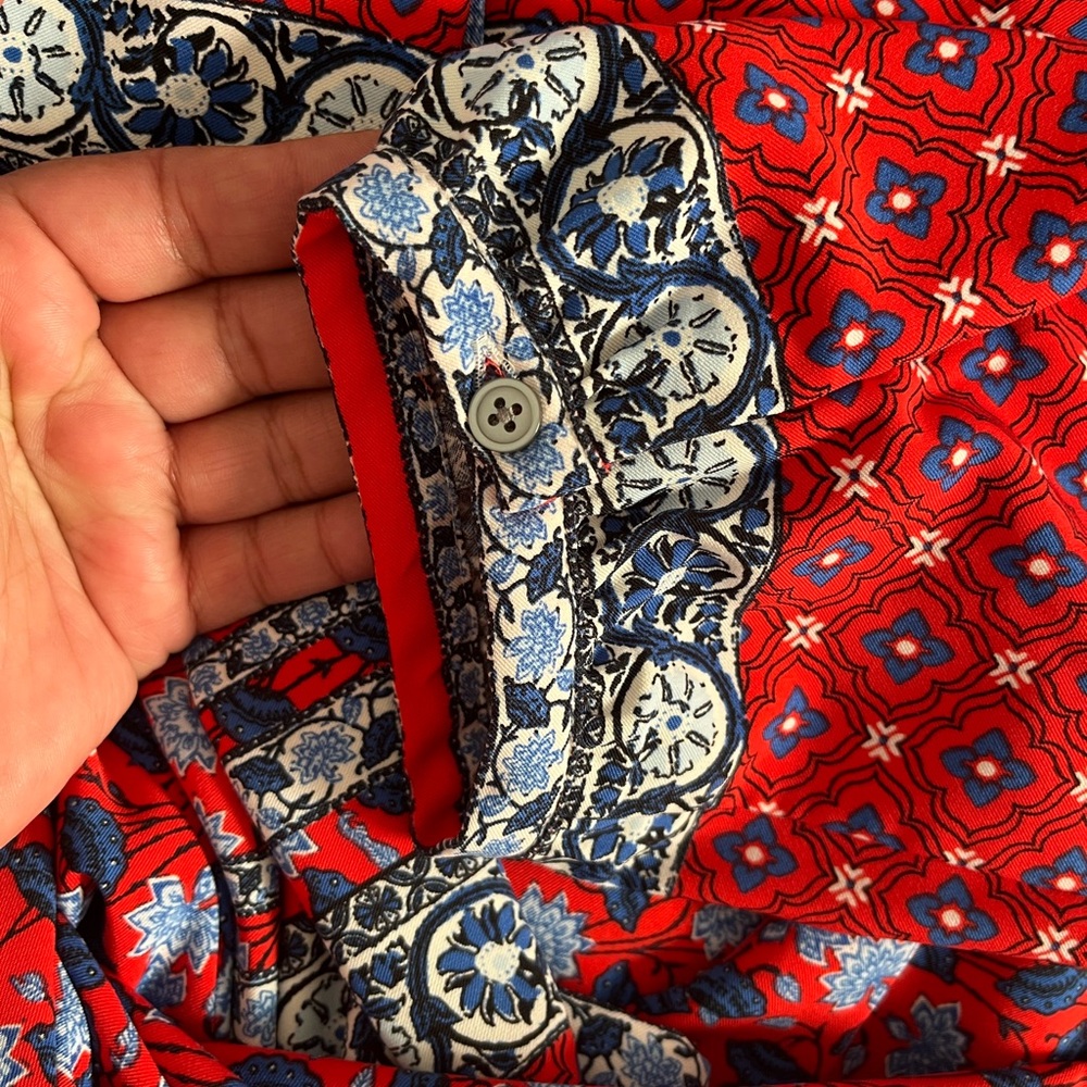 LOFT Border Floral Tie Waist dress - Picture 4 of 6